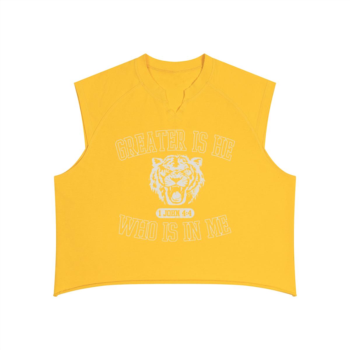Greater Is He Boxy Raw Hem Tank